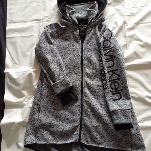 Calvin  Klein Performance women's Large grey/black hooded/zippered sweater coat